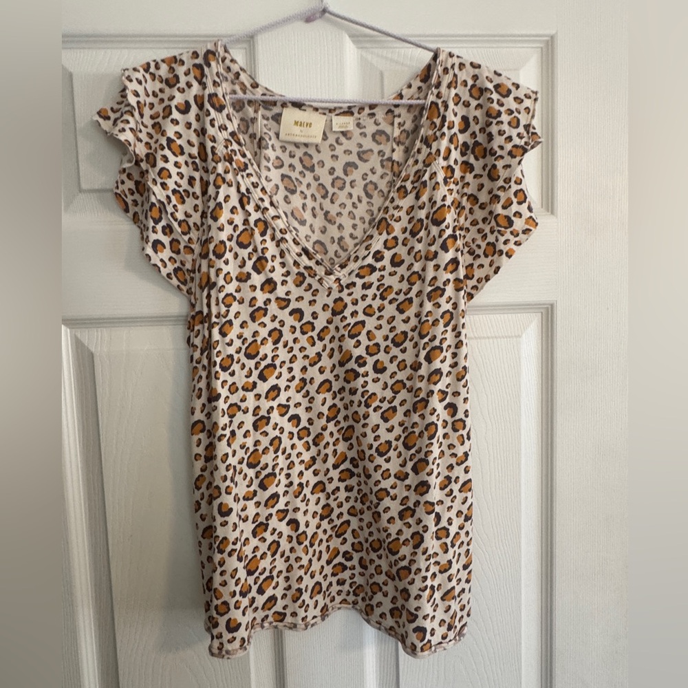 Maeve Leopard Print V-Neck Top
